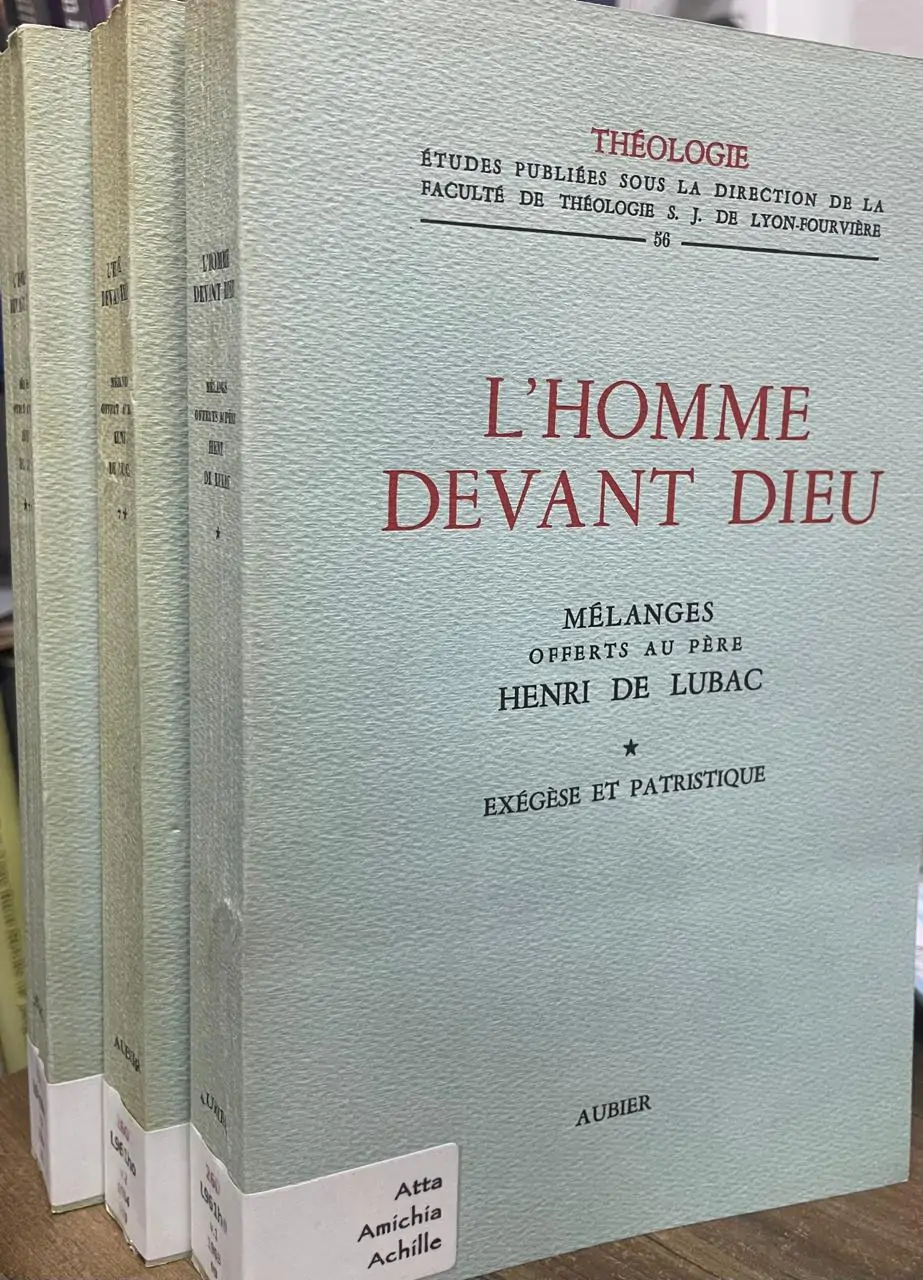 L´homme devant Dieu. Mélanges offerts au Pére Henri de Lubac.